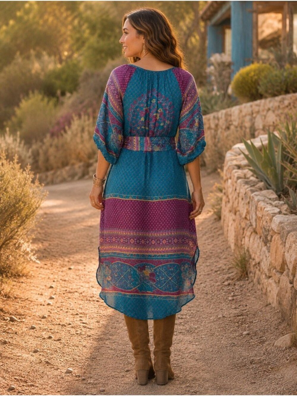Sundance Womens La Villette Midi Dress Sz XL Boho Belted Floral Paisley Satin - Picture 2 of 14
